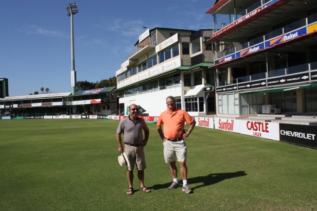 Warren and Lou on the cricket pitch.  Peter loved showing his sports haunts to the guys.